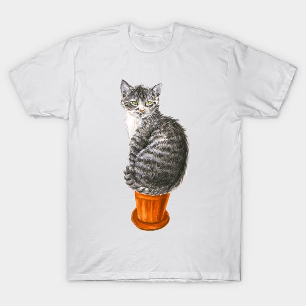 Potted cat T-Shirt by katerinamk